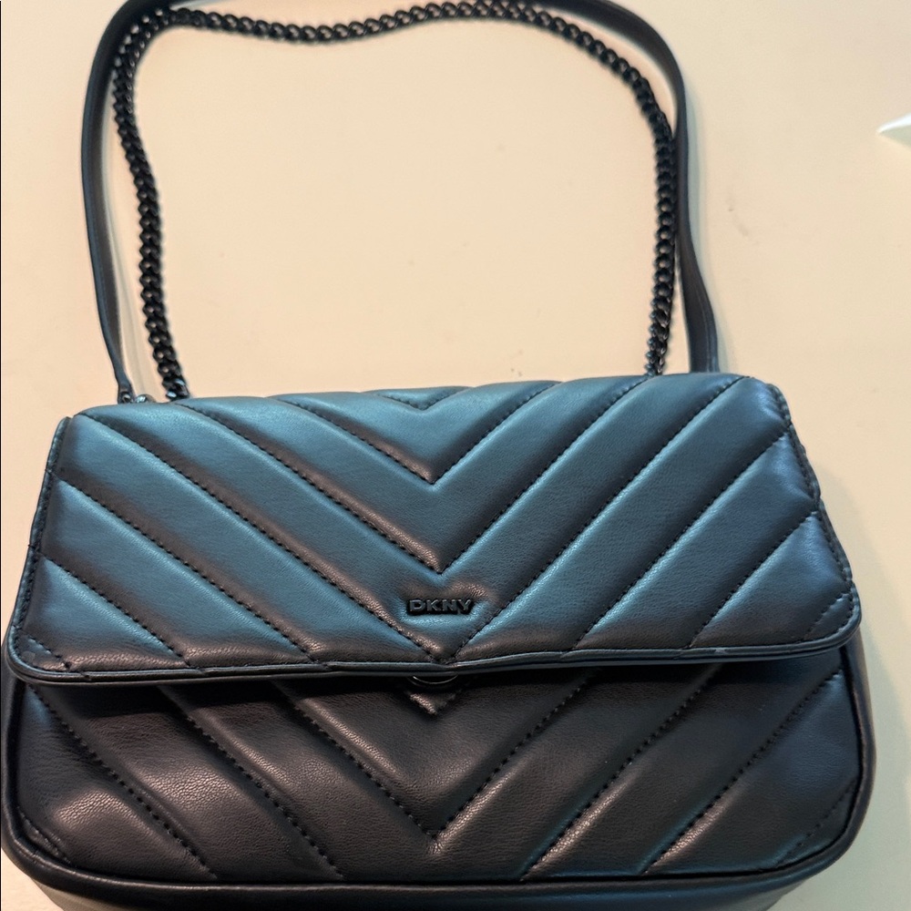 DKNY Chevron Quilted Black Shoulder Bag